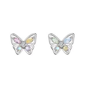 $79 925 Sterling Silver Fine Jewelry Tiny Butterfly Stud Earrings Pastel CZ